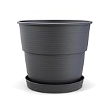 Plastard Blumentopf Milano 26 cm Durchmesser mit passenden Untersetzer Farbe Anthrazit Übertopf...