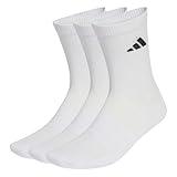 adidas Unisex CUSHIONED SPORTSWEAR CREW SOCKS 3 PAIR PACK, white/white/black, 4.5-6