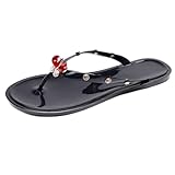 MYLH Sandalen Damen Flach Slippers Zehensandalen Sommer Zehentrenner Strandsandalen Glitzer Strass...