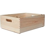 Creative Deco XL Große Holzkiste Obstkiste Korb | 40x30x13cm (+/-1cm) | mit Griffen | ohne Deckel |...