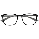 Opulize Max Lesebrille - Klassische große rechteckige Fassung - Brille in Mattschwarz mit grauen...