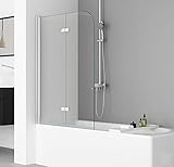 IMPTS Duschwand für Badewanne 100x140cm, Flatbar Duschwand 2-teilig Badewannenaufsatz Faltwand...