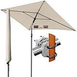 Menz Sonnenschirm Balkon - 3-IN-1 Sonnenschutz Balkon SET in Beige, UPF 50+ Sonnenschirm rechteckig...