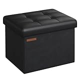 SONGMICS Sitzhocker mit Stauraum, kleine klappbare Sitzbank, 31 x 41 cm Fußbank, Aufbewahrungsbox,...