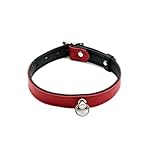 Leder Halsband Abschließbar Gothic Rot schmal, Stabiler O-Ring Punk Choker 100% Echtleder