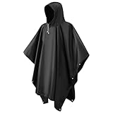 ODSPTER Regenponcho, Wasserdichter Regenponcho Eva Wiederverwendbarer Tragbarer Unisex-Regencape...