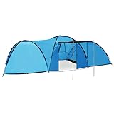 Tidyard Camping-Igluzelt 650×240×190 cm 8 Personen Blau Gitterfenster Reißverschlusstür...