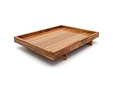 Bredemeijer großes braunes Holz-Tablett 40 x 30 cm mit Standfüßen - Serviertablett aus edlem...