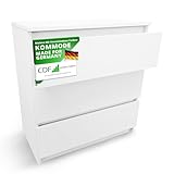 CDF Kommode mit Schublade Weiß Schrank Schubladenschrank 3 Schubladen Malm Kommode viel Stauraum...
