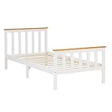 Homestyle4u 1842, Holzbett 90x200 Weiß, Jugendbett Gästebett Bett mit Lattenrost, Kiefer Holz...