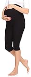 Merry Style Damen 3/4 Umstandsleggings aus Viskose MS10-298 (Schwarz, M)