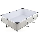 COSTWAY Pool-Set mit Filterpumpe, 300 x 207 x 66 cm, Aufstellpool rechteckig, Swimmingpool...