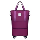Gepäckanhänger für Reisen, Damen, Koffer mit Rädern, erweiterbar, faltbar, abnehmbare Rolltasche...
