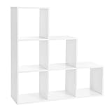 VASAGLE Treppenregal, Bücherregal, Stufenregal, Standregal, mit 6 Würfeln, Leiterregal, als...
