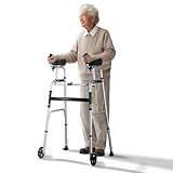 VEVOR 2-in-1-Gehhilfe höhenverstellbar, zusammenklappbar, mit 5-Zoll-Vollrädern, leichtes...