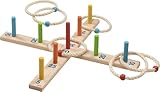 goki 56801 - Ringwurfspiel mit 6 Sisalringen, Holz-Geschicklichkeitsspiel, 49x49cm, MADE IN GERMANY,...