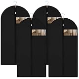 4 Stück Kleidersack,120 x 60 cm Schwarz Kleidersäcke mit Reißverschluss,Shirt Anzug Kleid...