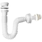 Flexibler Ablaufschlauch mit Verschlussstopfen, Siphon Waschbecken G 1 1/4” x 32mm ausziehbar...