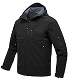 Rdruko Softshelljacke Herren Wasserdicht Gefütterte Winterjacke mit Kapuze Warm Frühling...