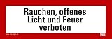 Aufkleber Verbot Schild'Rauchen, offenes Licht und Feuer verboten' selbstklebend Hinweisschild...