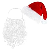 ROSAUI Weihnachtsmann Bart Weihnachtsmütze mit Bart Erwachsene Weihnachtsmann Kostüm Accessoires...