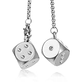 Würfelanhänger Silber Metall Würfel Autospiegel Anhänger für Auto Rückspiegel Dekoration...