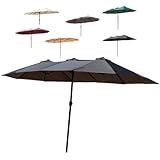 Großer Doppel-Terrassenschirm, 380 x 200/455 x 265 cm, Markt-Sonnenschirm mit Kurbel für Terrasse,...