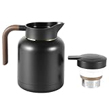 Thermoskanne mit Teesieb,1.5L, Lsolierkanne aus Doppelwandige 304 Edelstahl, Gut Abgedichtet...