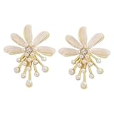 YARNOW Florale Perlenohrringe Damen Leichte Stecker aus Langlebiger Elegantes Blumendesign...