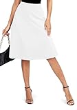 Damen Vintage A-Linie Elastische High Taille Midi Rock Ausgestellte Büro Knielang Stretch Röcke(M,...