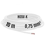 Kalitec 10 Meter H05V-K 0,75 mm² weiß Verdrahtungsleitung I Aderleitung flexibel I PVC Einzelader...