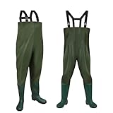 Jiubiaz Wathose 70D Nylon Composite PVC Angelhose, mit rutschfesten Gummistiefeln, Teichhose,...