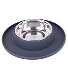 Dehner Hundenapf Clean Bowl, 350 ml, Ø 24 cm, Höhe 4 cm, Edelstahl/Silikon, dunkelgrau