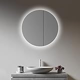 Talos Spiegelschrank Bad mit Beleuchtung rund Ø 60 cm - Badezimmer Spiegelschrank mit hochwertigem...