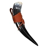 CONGARTENO Rustikaler Wikinger Hornbecher mit PU Halter Mittelalterlicher Trinkbecher aus Horn...
