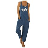 Gefomuofe Latzhosen für Damen Blumenmuster Festlich Arbeitshosen with Pockets Hoseanzug Spaghetti...