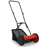 GOPLUS Spindelmäher, Handrasenmäher mit 18,5L Fangkorb, Spindelrasenmäher mit 15–40 mm...