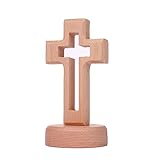 Floatdream Holz Stehendes Kreuz, Holz Kreuz mit Basis, kreuz Deko Geschenk, Verwendung als...