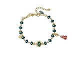 Armband Damen Hochzeit, Armkette Frauen Gold mit 6-7mm Jade und Achatkürbis 14K Gelbgold 23cm