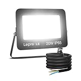 Lepro LED Strahler Außen 20W, Superhell 1700LM IP65 Wasserfest Außenstrahler 5000K Kaltweiß...