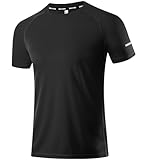 1er Pack Sport Tshirts Herren T-Shirt Schwarz Kurzarm Funktionsshirt Sport Shirt Schnelltrocknend...