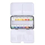 Professionelles Aquarellfarben - Set 24 Farben – Tragbare Metallbox für Künstler & Studenten –...