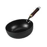 HouseVibe Antihaftbeschichtete Wok-Pfanne, Gusseisen, Bratpfanne mit Holzgriff,...