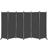 KEORTUN 6-TLG Raumteiler Paravent AUS Stoff & Metall - Klappbar & Flexibel 304x183 cm Sichtschutz...