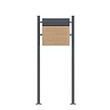SCHARTEC Holz-Design Standbriefkasten SBS-SPB-6 freistehend anthrazit mit Zeitungsfach Briefkasten...