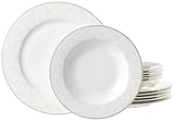 Ritzenhoff & Breker Tafelservice Isabella, 12-teilig, Fine-China-Porzellangeschirr, Weiß mit...