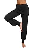 Terecey Yogahose Damen Lang mit Rock Yoga Hose Damen Baumwolle Lockere Hosen Bequeme Freizeithose...