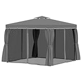 Outsunny Gartenpavillon Pavillon 2,96 x 2,96 m Partyzelt Gartenzelt mit Doppeldach Festzelt mit 4 x...