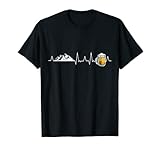 Bier und Berge Herzschlag Wandern Camping Geschenk T-Shirt