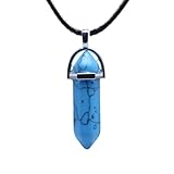 Accessorie Sterling Silber Bullet Halskette für Männer und Frauen, Natursteinheize Leder Halskette...